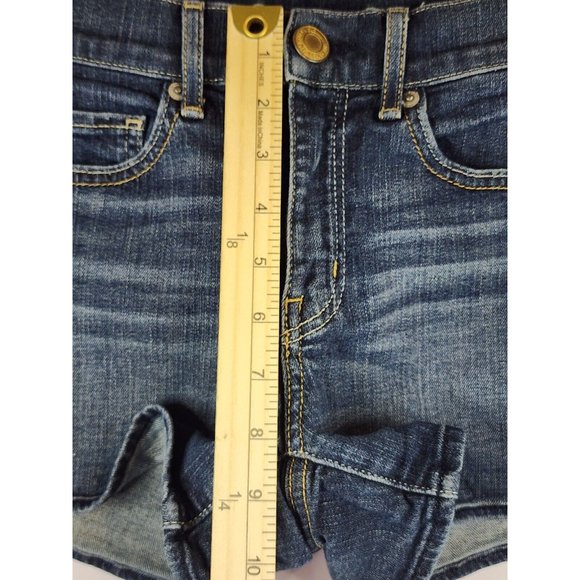 American Eagle Jean Shorts Womens Size 2 Blue Denim Stretch Embroidered Pockets - Picture 5 of 12